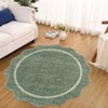 Scalloped Washable Bordered Living Room Bedroom Rug, Ultra Thin Non Slip Indoor Farmhouse Carpet for Dining Room - 3 of 4