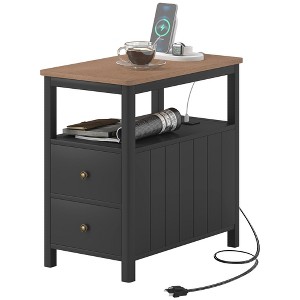 Aghana Digitals Narrow White Side Table with Charging Station, USB Ports, Drawers & Shelf - Modern - 1 of 4