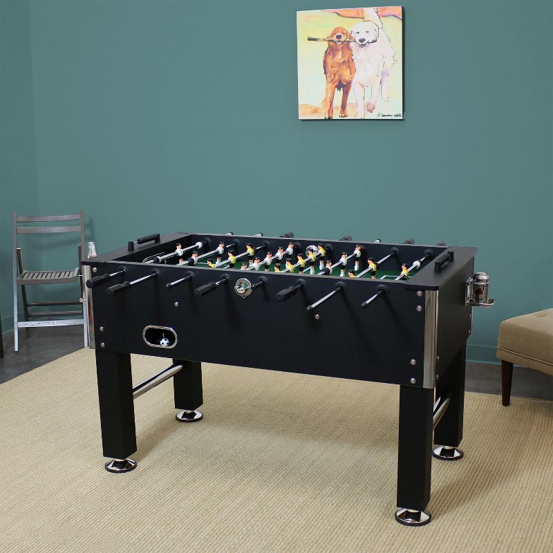 Sunnydaze Indoor Modern Style Foosball Soccer Game Table with Drink Holders and Manual Scorers - 55" - Black, 5 of 15