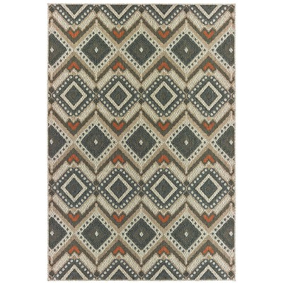Oriental Weavers Latitude 002X3 Grey/ Orange Indoor/Outdoor Area Rug - 7'10" x 10'