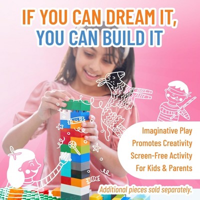 Large Multicolor Building Blocks Set for Kids, 204 Pieces