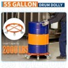 55 Gallon Drum Dolly 1000 lbs - Barrel Cart With Swivel Casters & Cross Braces, Non Tipping Drum Transport for Warehouse/Factories - 3 of 4