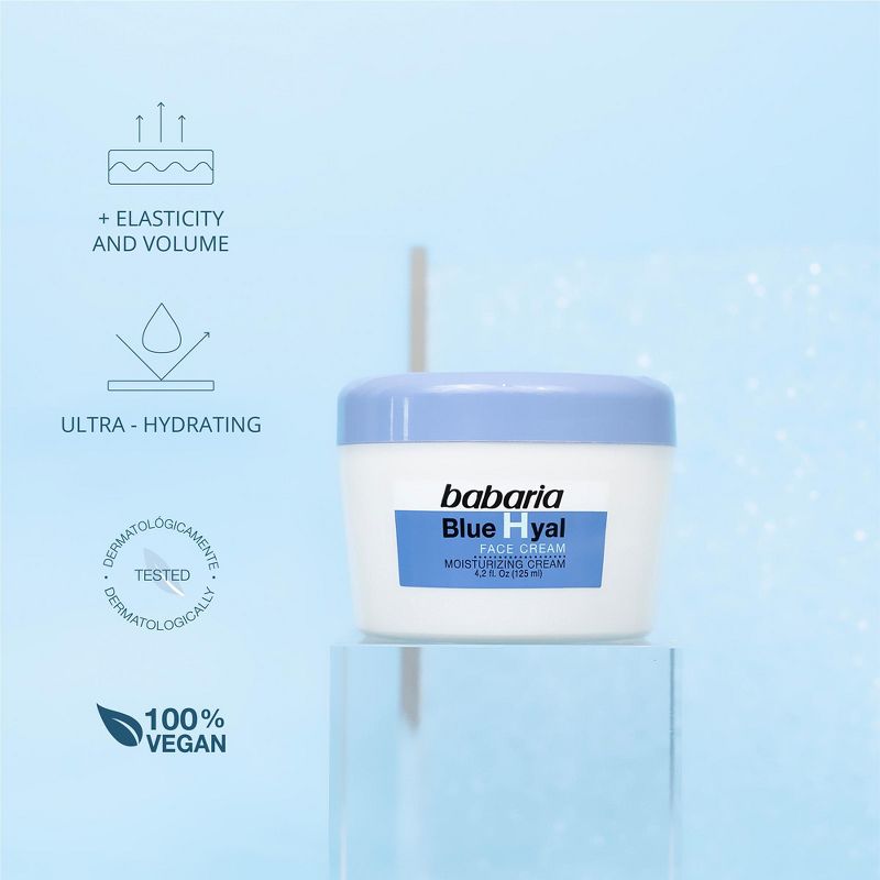 Babaria Hyaluronic Acid Face Cream - Provides Hydration and Reduced Flaccidity - Reduces Wrinkles and Fine Lines - Suitable for All Skin Types- 4.2 oz, 2 of 8