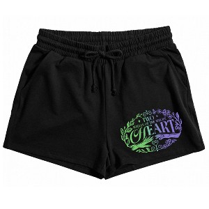 Wicked Two Halves of the Two Heart Women's Black Lounge Shorts - 1 of 2