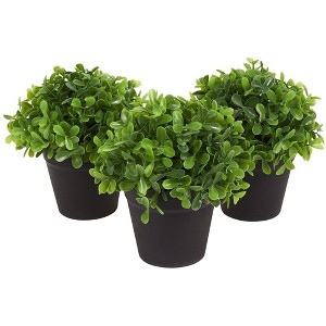 Juvale 3 Pack Mini Artificial Potted Fake Plants for Home Decor, Indoor Small Faux Topiaries for Room, Office Desk, Bathroom Greenery Decorations - 1 of 4