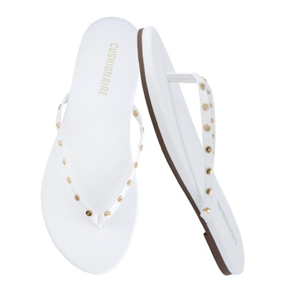 CUSHIONAIRE Confetti Women’s Studded Flip Flop Sandal – Slip-On Thong with Memory Foam & Stylish Rivet Strap
