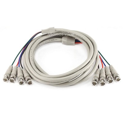 Monoprice Video Cable - 10 Feet - White |4 BNC Male/4 BNC Male