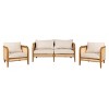 Outdoor Patio Rattan Chat Set with Acacia Wood Frame, Cushioned 3-Piece Lounge Set for Balcony or Garden-Maison Boucle - 2 of 4