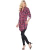 Women's Piper Stretchy Plaid Tunic with Pockets - White Mark - 2 of 3