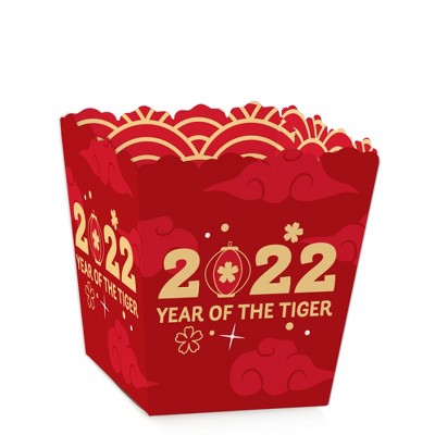 Big Dot of Happiness Chinese Lanterns - Party Mini Favor Boxes - 2022 Lunar New Year Treat Candy Boxes - Set of 12