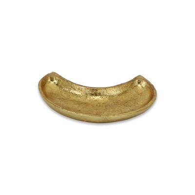HomeRoots 7" Gold Crescent Metal Handmade Vanity Tray