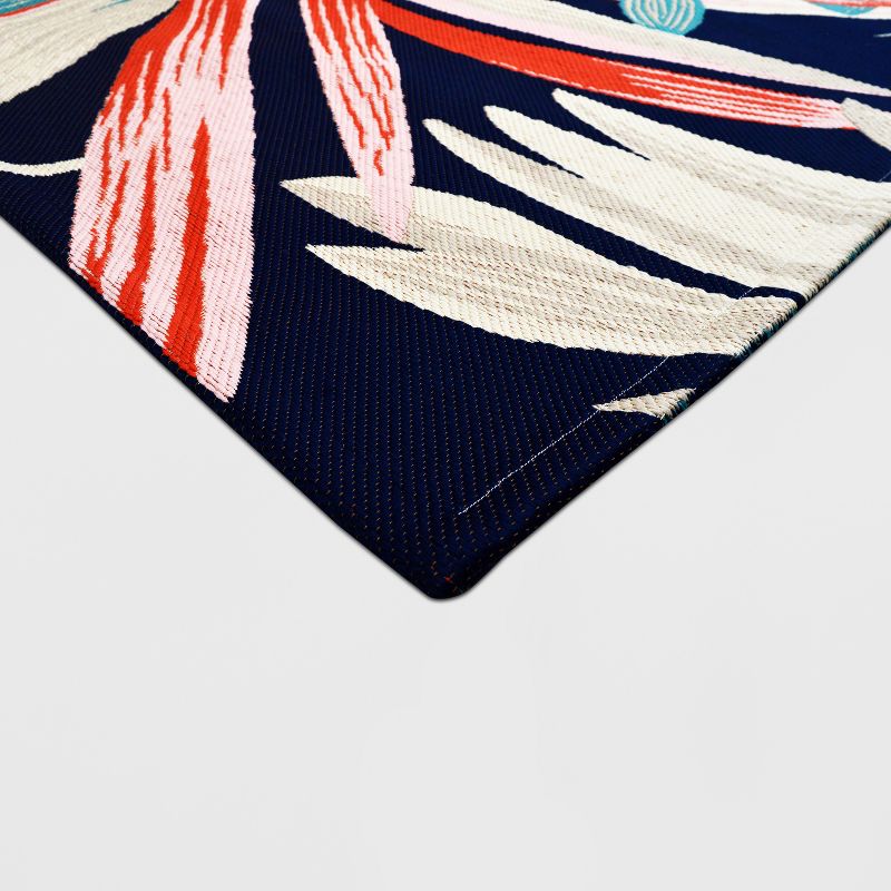 5' x 7' Jungle Tropical Outdoor Rug Navy/Coral - Threshold&#8482;, 3 of 6