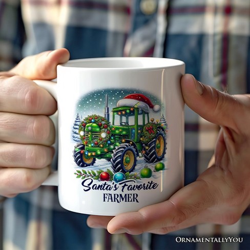 Santa's Favorite Farmer Mug, Christmas Green Tractor Gift (Non-Custom Only)| OrnamentallyYou - image 1 of 3