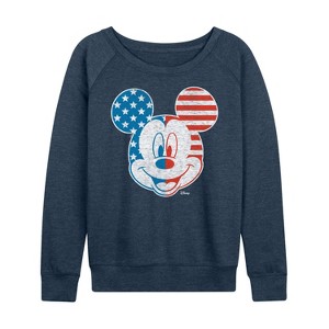 Women's - Disney - Americana Lightweight French Terry Wide Neck Long Sleeve Shirt - 1 of 4