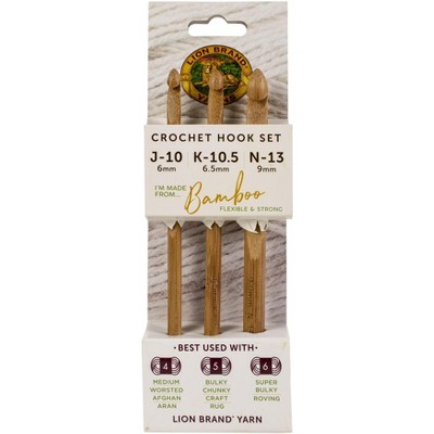 Lion Brand Bamboo Crochet Hook Set-Sizes J/10mm To N/13mm