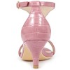 Allegra K Women's T-Strap Buckle Closure Embossed Kitten Heel Sandals - 3 of 4
