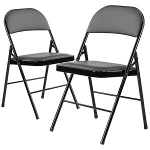 MyDepot Folding Chair Comfortable Leather Cushions Sturdy Metal Easy to Use and Store Suitable for Indoor and Outdoor, Home, Office, Party - 1 of 4