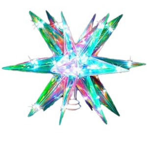 Aoibox 1 Piece 13.8 Inch 3D Crystal Effect Christmas Star Tree Topper RGB LED App and Remote Control Music Sync Indoor Outdoor Decor - 1 of 4