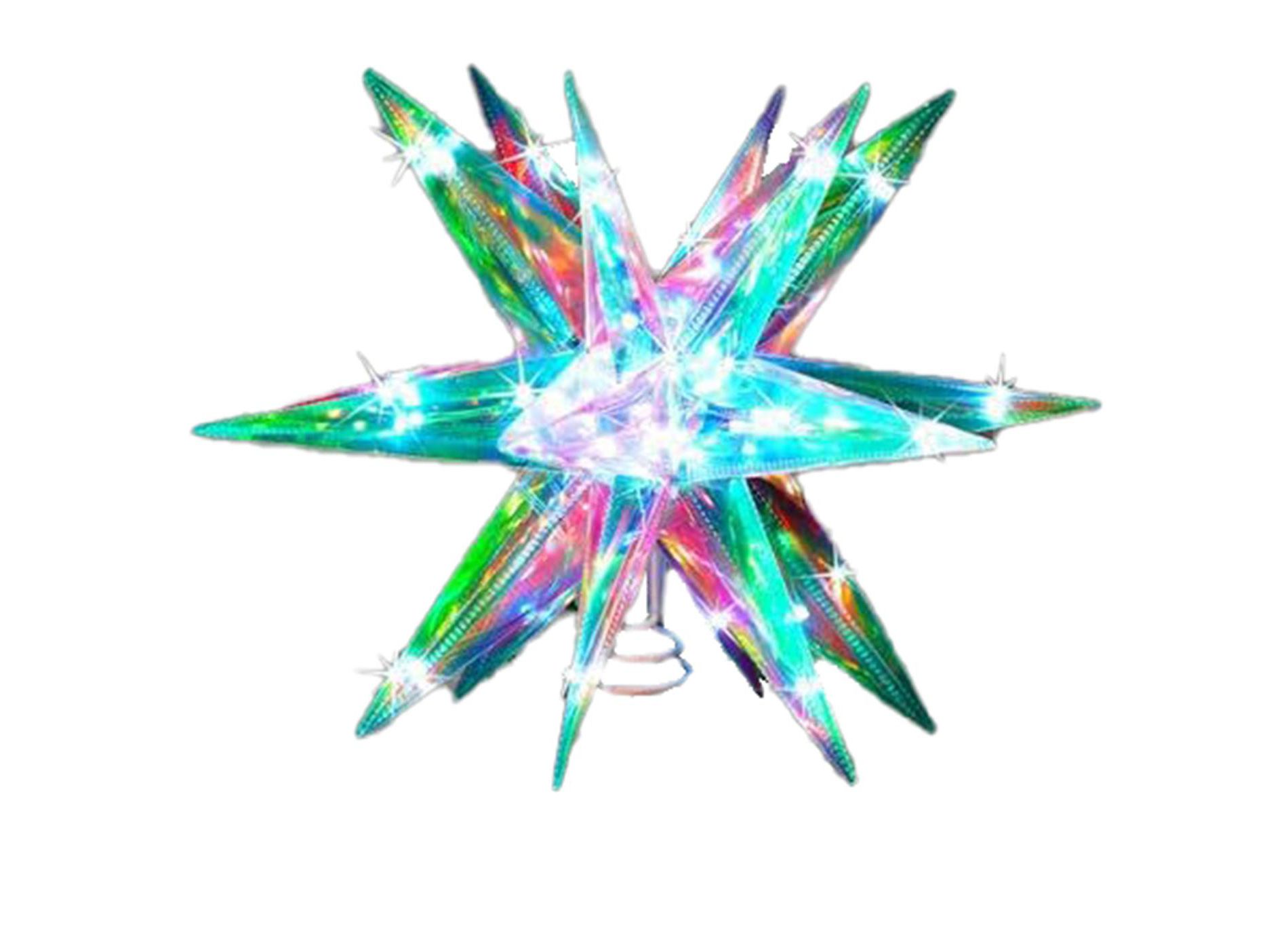 Aoibox 1 Piece 13.8 Inch 3D Crystal Effect Christmas Star Tree Topper RGB LED App and Remote Control Music Sync Indoor Outdoor Decor
