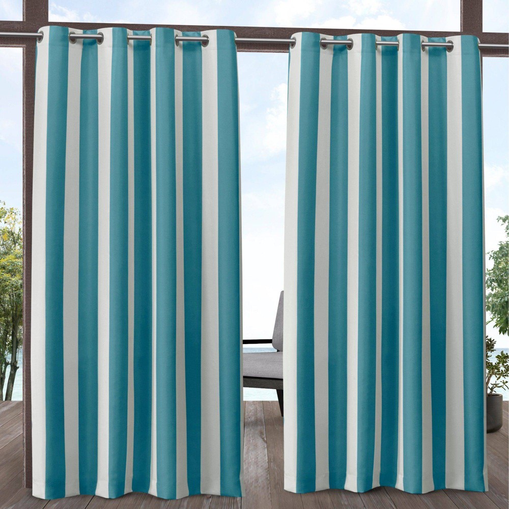 Photos - Curtains & Drapes 84"x54" Canopy Striped Grommet Top Light Filtering Window Curtain Panels T