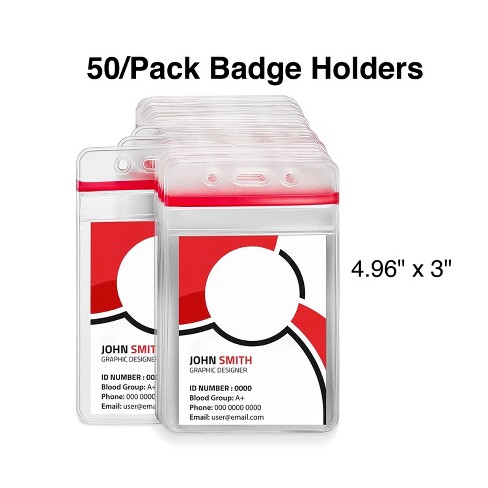 Hitouch Business Services Vertical Sealable Id Badge Holders Clear 50/pack  51923 : Target