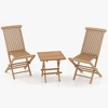 Costway 3PCS Patio Bistro Set Square Table Indonesia Teak Wood Folding Chair Slatted Tabletop Seat - 2 of 4
