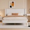 NicBex Queen Size Upholstered Bed Frame with Corduroy Wingback Headboard,Platform Bed Frame with Metal Legs,No Box Spring Needed,Easy Assembly,Beige - 2 of 4