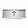 Black Bow Jewelry 8mm Cobalt Budded Cross Ridged Edge Comfort Fit Band - 3 of 4