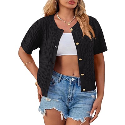 Women's Plus Size Summer Cardigan Sweater Short Sleeve Knit Open Front Beach Office Casual Tops