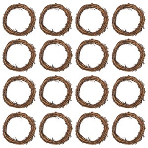 Unique Bargains Metal Door Window Decorations Hoop Round Rattan Wreaths 16 Pcs - 1 of 4