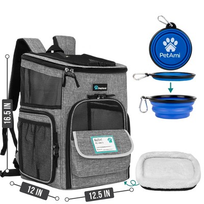 Heather Gray Medium Soft Sided Airline Approved Pet Backpack