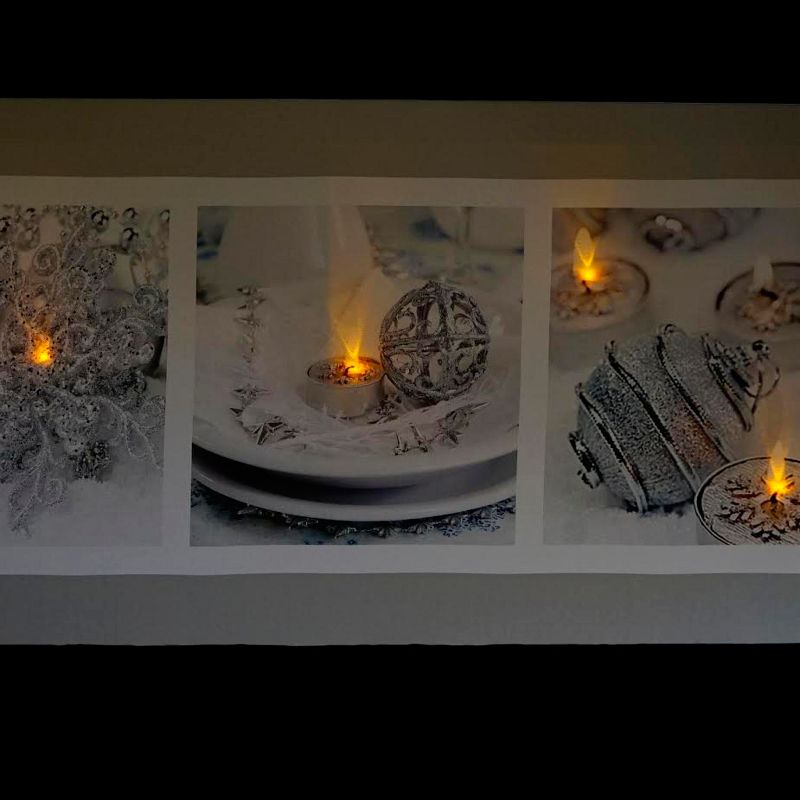 Northlight LED Lighted Shimmering Silver Splendor Christmas Canvas Wall Art 11.75" x 27.5", 3 of 4