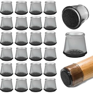 SereneLife Clear Rubber Furniture Leg Covers - Anti-Slip Floor Protectors, 24ct - 1 of 4