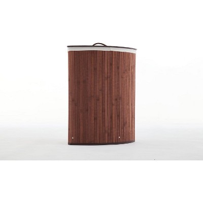 Farmhouse Style Bamboo Laundry Hamper ,Large-Capacity Storage Basket with Lid ,for Bedroom, Laundry Room, Small Spaces ， Triangle