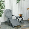 Outsunny 3-Piece Folding Adirondack Chair Set with Ottoman and Side Table, Outdoor Wooden Accent Furniture Fire Pit Lounge Chairs for Patio - image 2 of 4