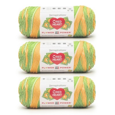 Red Heart All in ONE Flower Power Yarn 3 Pack-What In Carnation