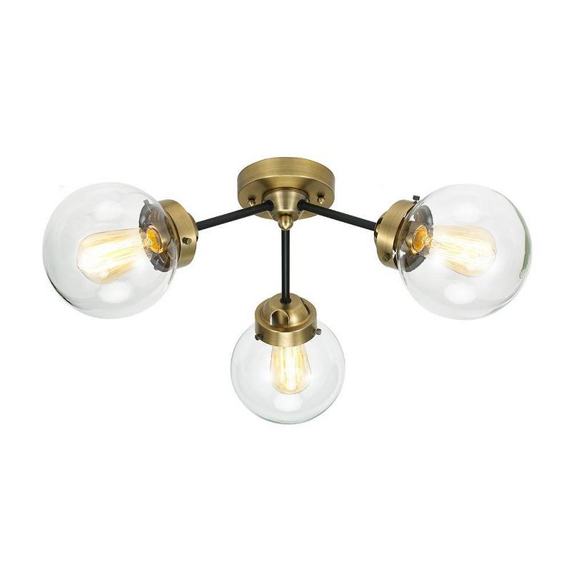 24.5&#34; Mid-Century Glass Globe Flushmount Fixture Ceiling Light (Includes LED Light Bulb) Black/Brass - Cresswell Lighting, 5 of 8