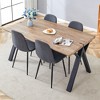 5/7-Piece Dining Set with Wood-Textured Dining Table with A-Frame Legs and 4 Linen-Cotton Chairs, Black+Natural+Gray/Brown-ModernLuxe - 2 of 4