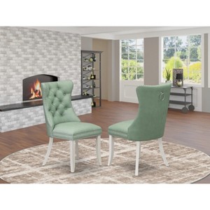 East West Furniture DAP2F23 Dallas Parson Kitchen Chairs - Button Tufted Nailhead Trim Beige Red faux Leather  Dining Chairs, Set of 2, linen white - 1 of 4