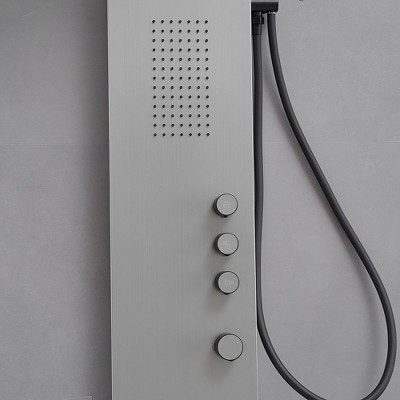 Brushed Nickel Multi-Function Shower Panel with Rainfall and Massage Jets