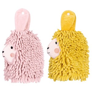 REGALWOVEN Cute Cartoon Alpaca Soft Absorbent Chenille Decorative Hand Towels 2 Pcs - 1 of 4