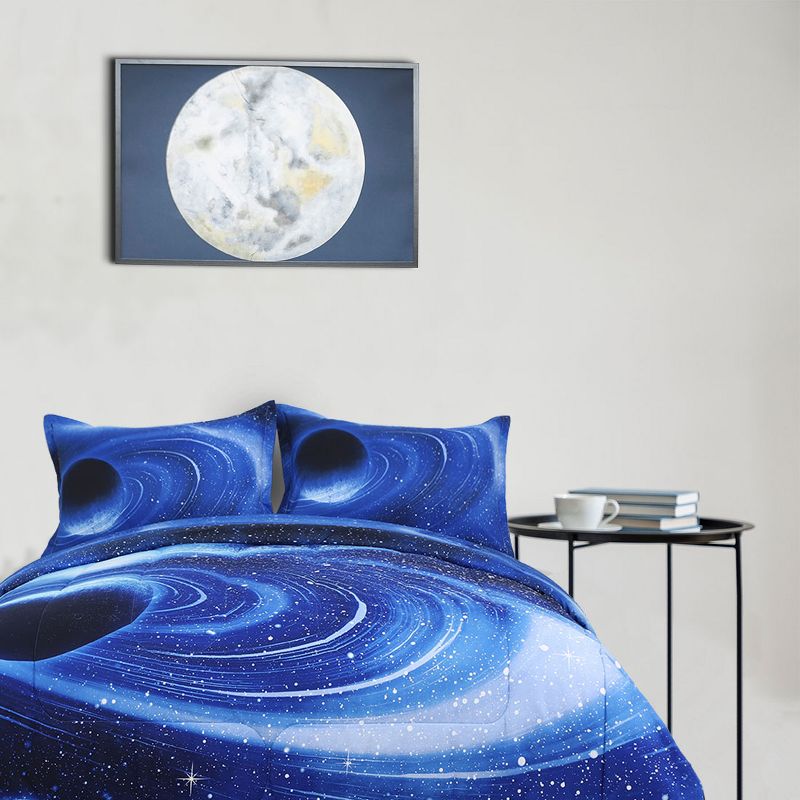 PiccoCasa All-season Galaxies 3D Space Themed Comforter & Sham Set Bedding Sets 3 Pcs, 4 of 7