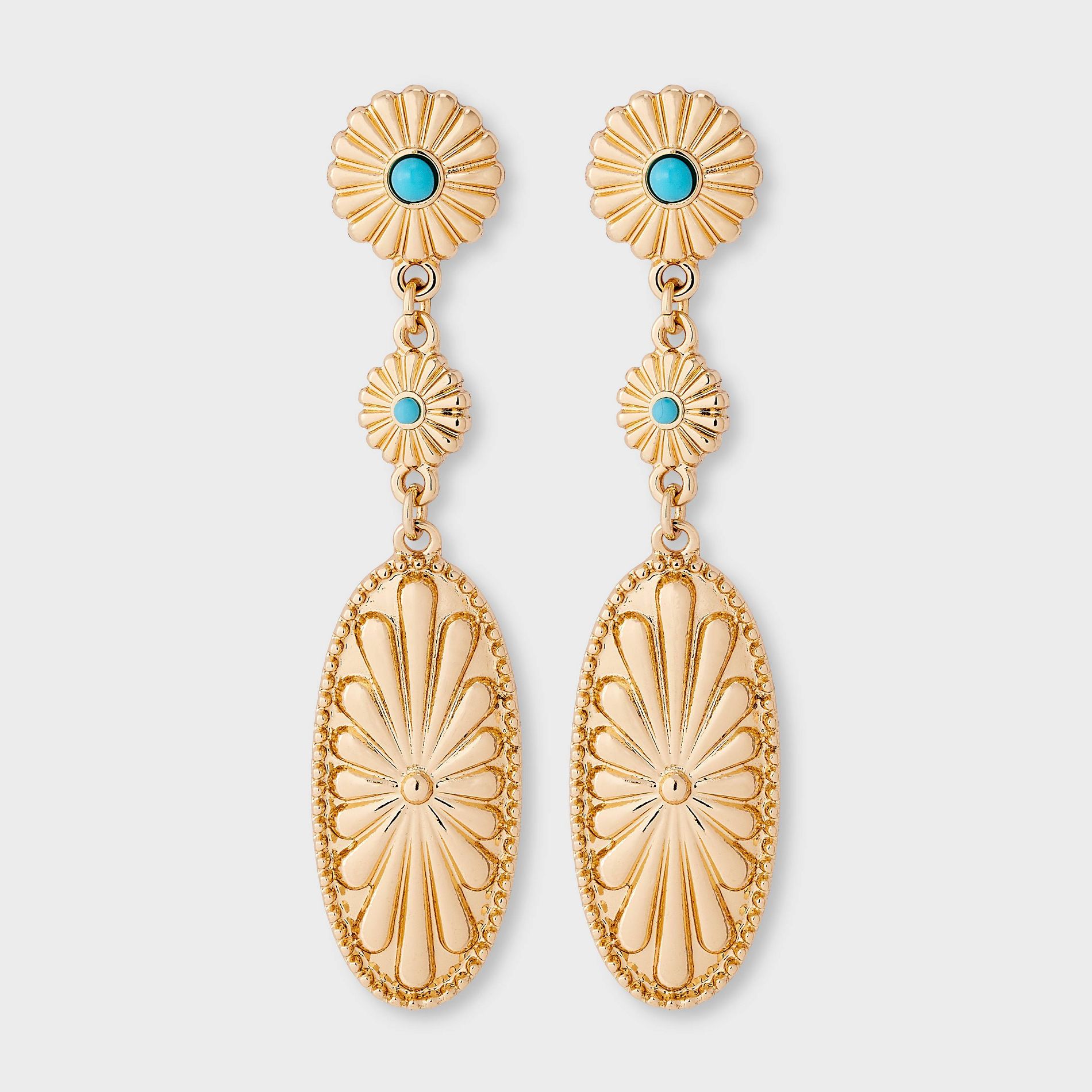 Western Casted Triple Drop Earring - Universal Thread™ Gold/Turquoise