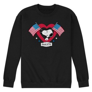 Men's - Peanuts - Snoopy Since 1776 Flag Heart Graphic Fleece Sweatshirt - 1 of 4