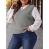 Women's Plus Size V Neck Knit Solid Classic Sleeveless Pullover Sweater Vest - Agnes Orinda - 2 of 4