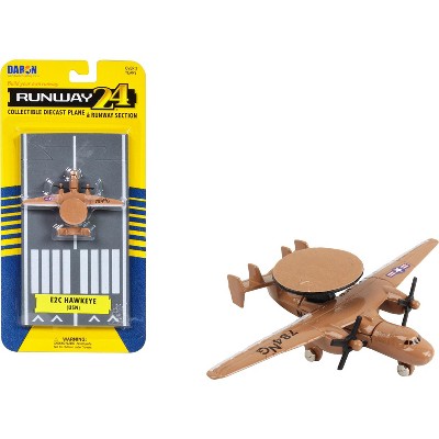 Northrop Grumman E-2C Hawkeye Aircraft Tan "United States Navy" with Runway Section Diecast Model Airplane by Runway24