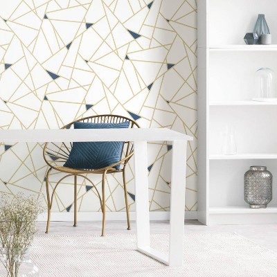 Gold Geometric Abstract Peel and Stick Wallpaper, 20.5" x 198"