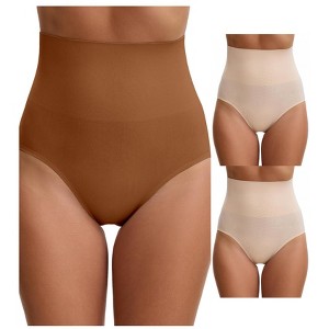 INSPIRE CHIC 3 Packs Women's High Waisted Tummy Control Shaping Briefs - 1 of 4