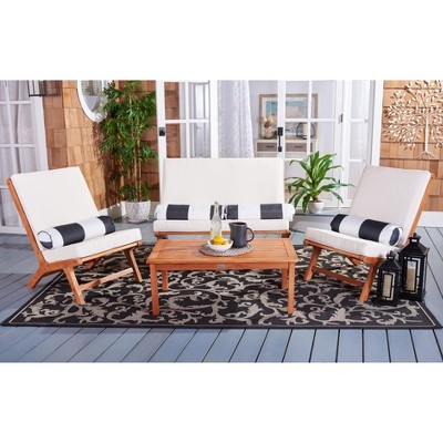 Sao Paulo Inspired 4-Piece Outdoor Living Set with Black & White Accent Pillows
