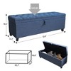 CAVINAS Rectangular Faux Leather Storage Ottoman Bench with Tufted Top and Crystal Buttons,Storage Benches for Living Room,Bedroom - 3 of 4